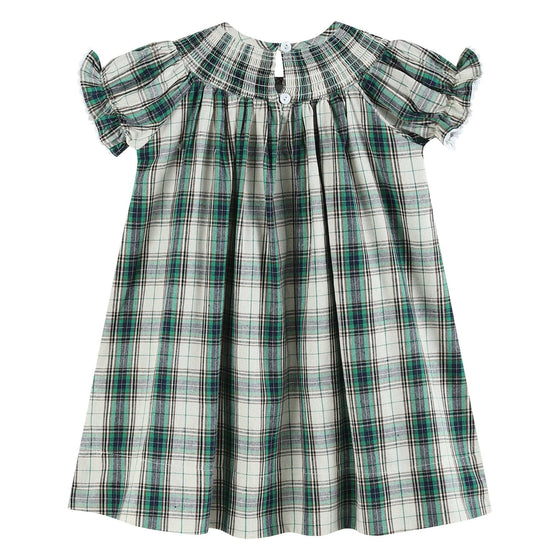 Christmas Tartan Bishop Smocked Dress - Magnolia BabyDress