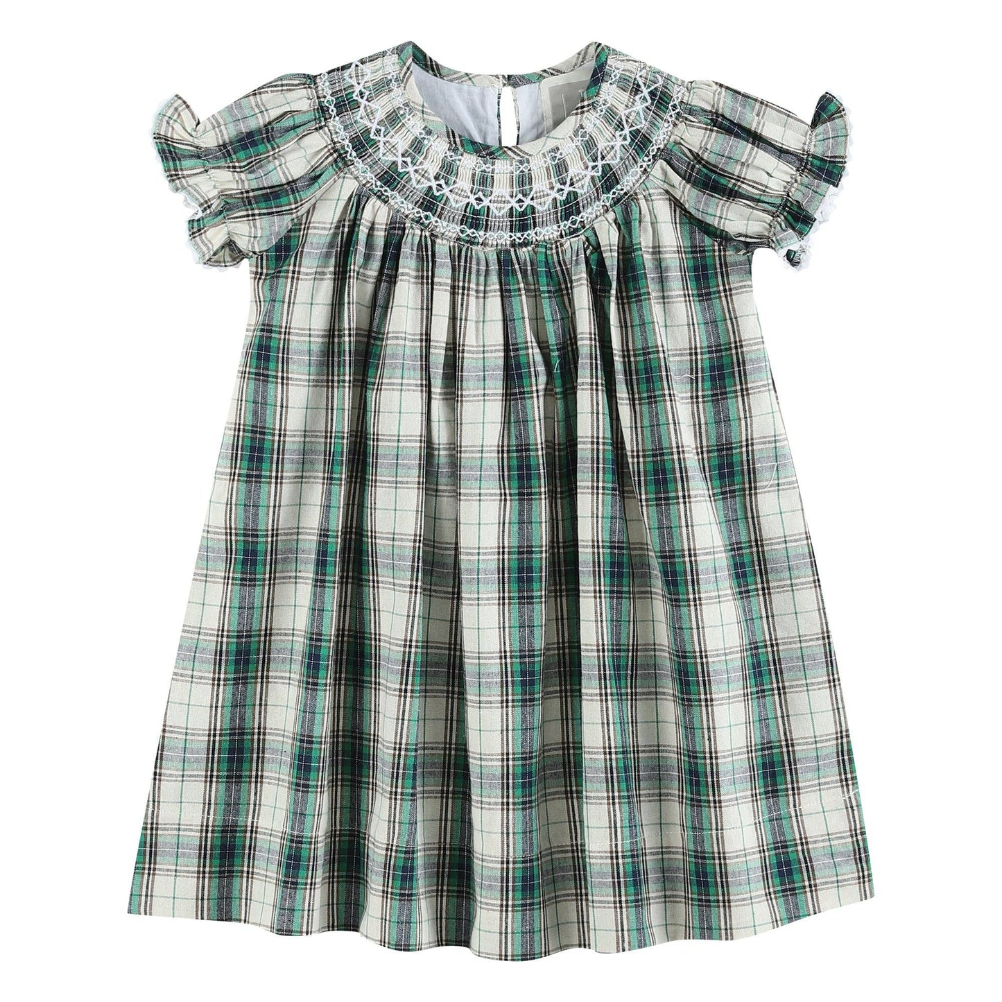 Christmas Tartan Bishop Smocked Dress - Magnolia BabyDress