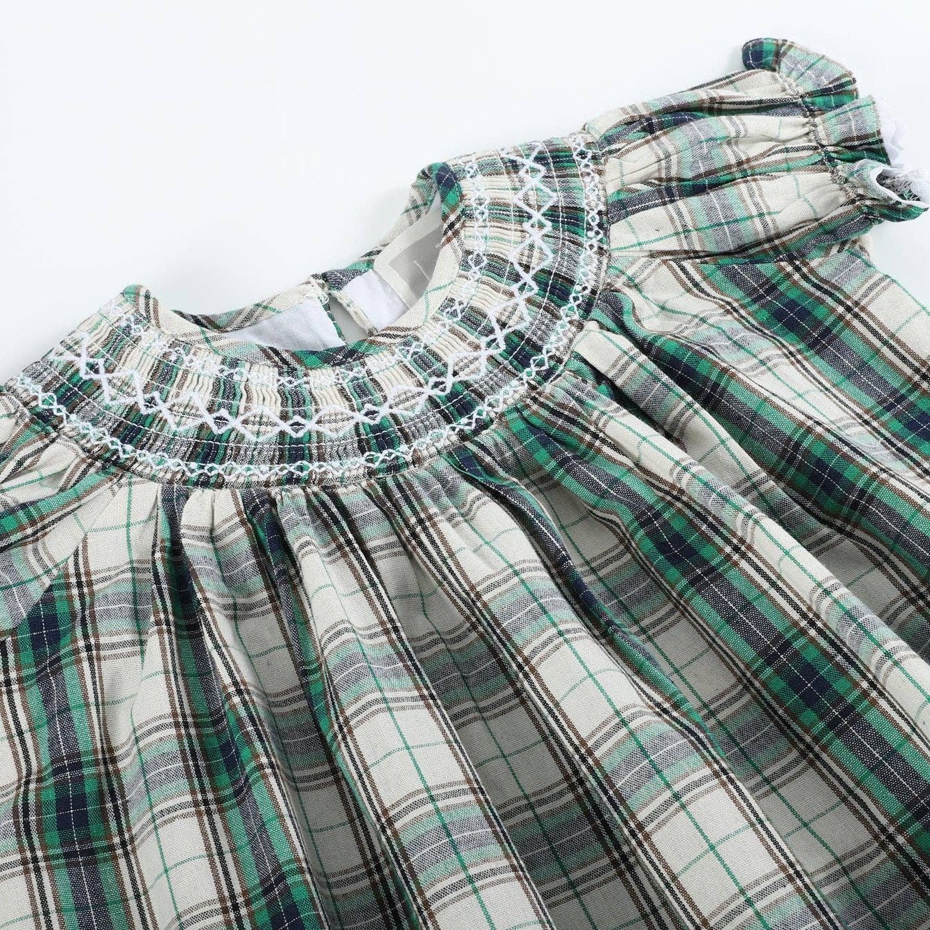 Christmas Tartan Bishop Smocked Dress - Magnolia BabyDress