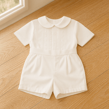  Classic White Pleated Shorts Set with Peter Pan Collar - Magnolia BabyShort Set