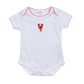 striped bodysuit with a hand embroidered red lobster on the chest by magnolia baby