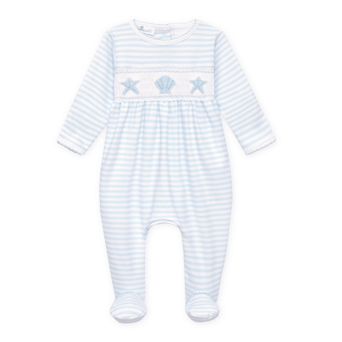 Magnolia Baby_Coastal Treasures Smocked Footie - Light Blue_4