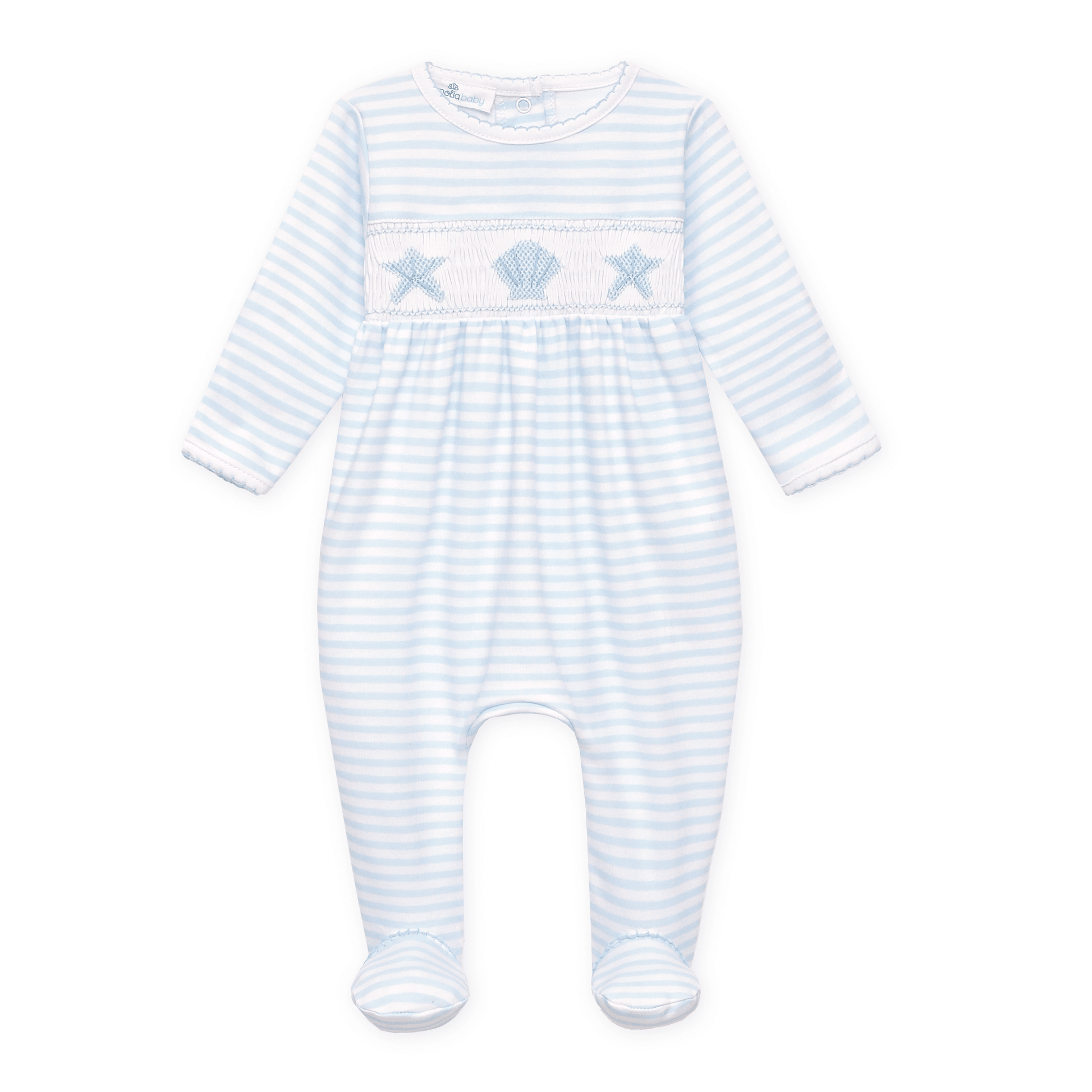 Magnolia Baby_Coastal Treasures Smocked Footie - Light Blue_4