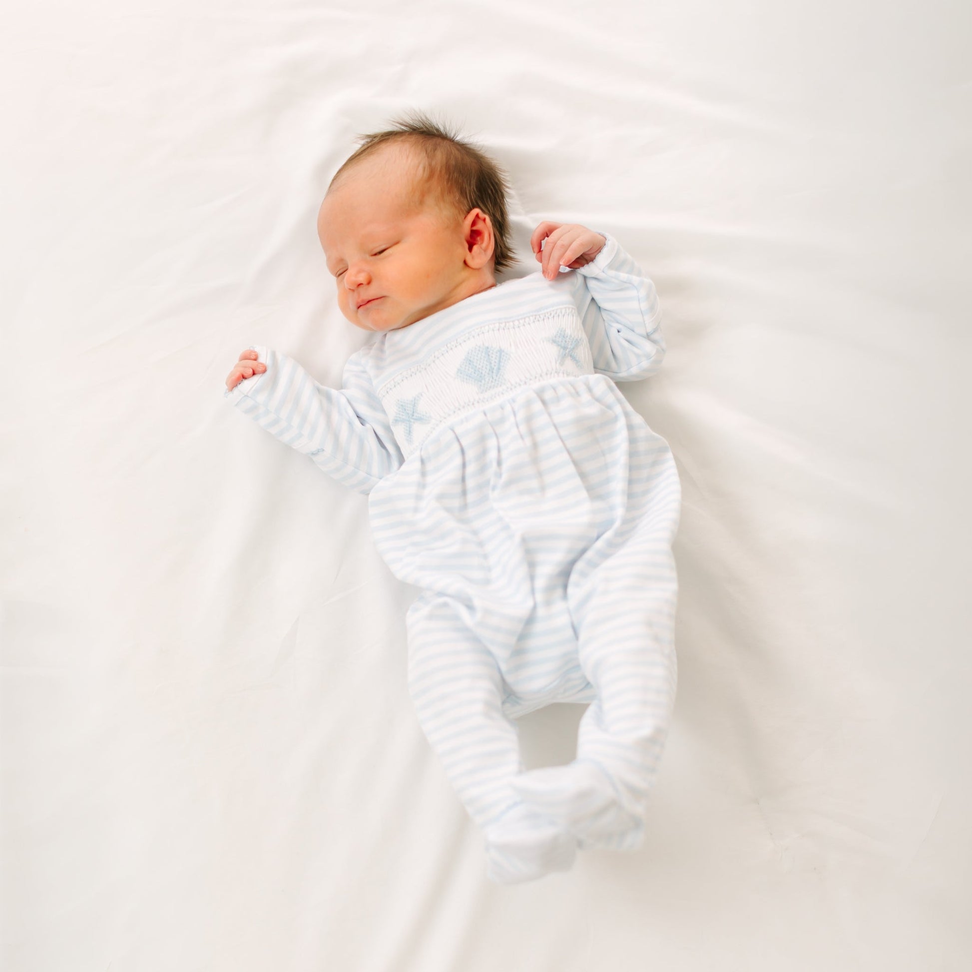 Magnolia Baby_Coastal Treasures Smocked Footie - Light Blue_1