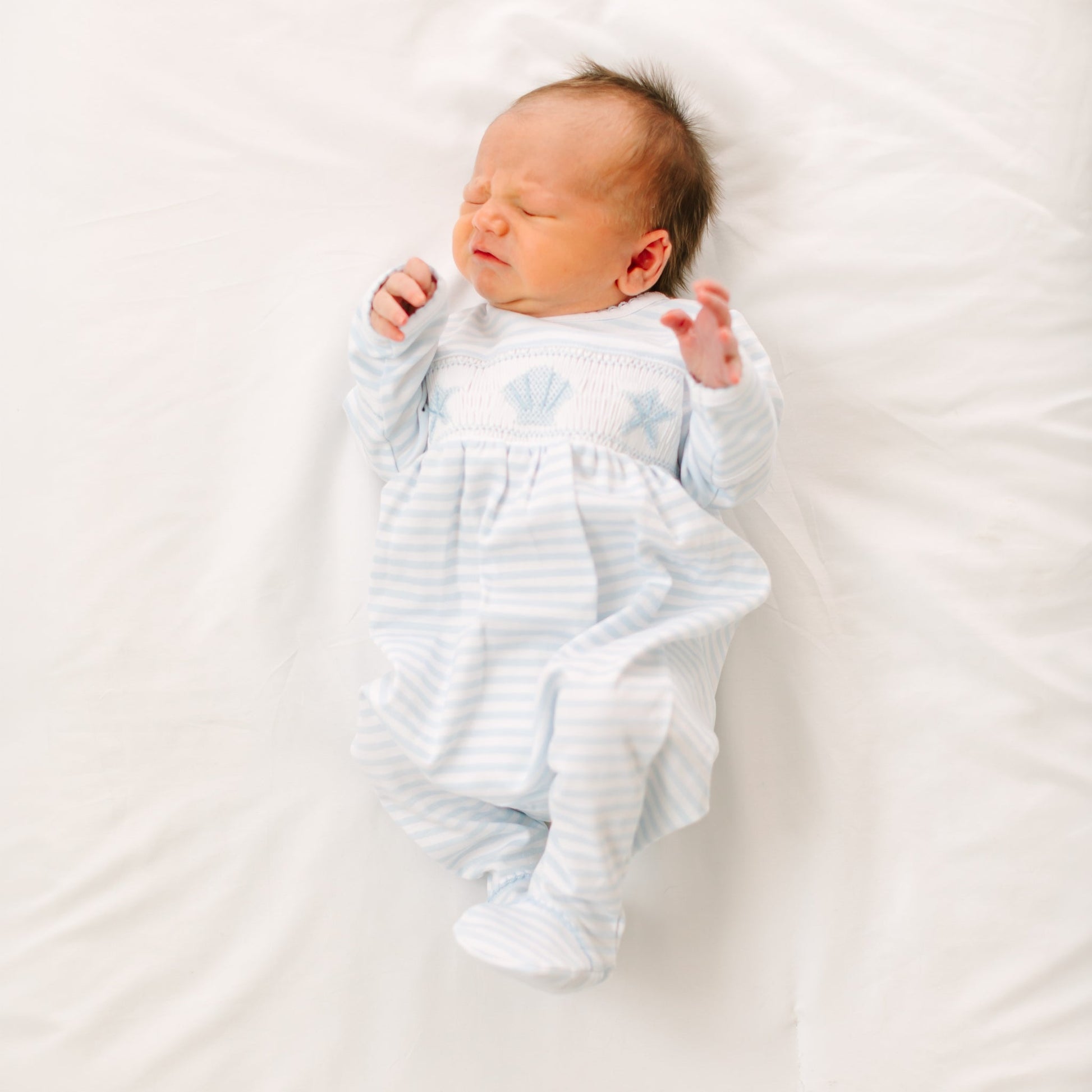 Magnolia Baby_Coastal Treasures Smocked Footie - Light Blue_3