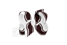  Collegiate Striped Bow on Alligator Clip - Burgundy & White - Magnolia BabyBow