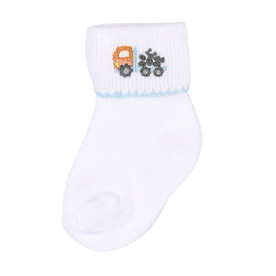 Construction Zone Embroidered Socks - Magnolia BabySocks