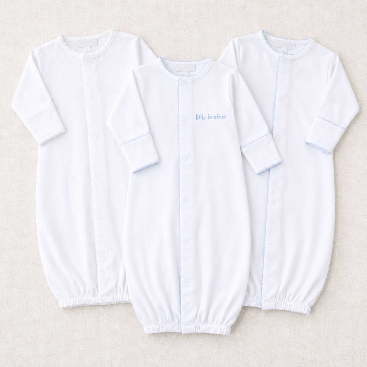 Baby Boy Converters - Embroidered Little Brother + Essentials - Set of 3