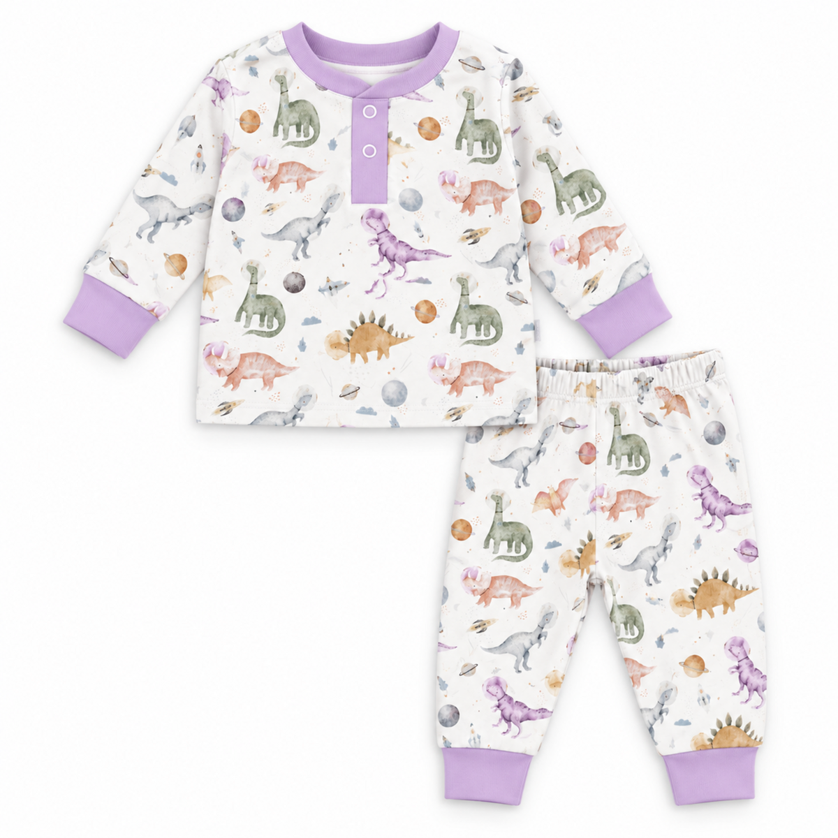 Cosmic Dinos Pant Set - Wisteria