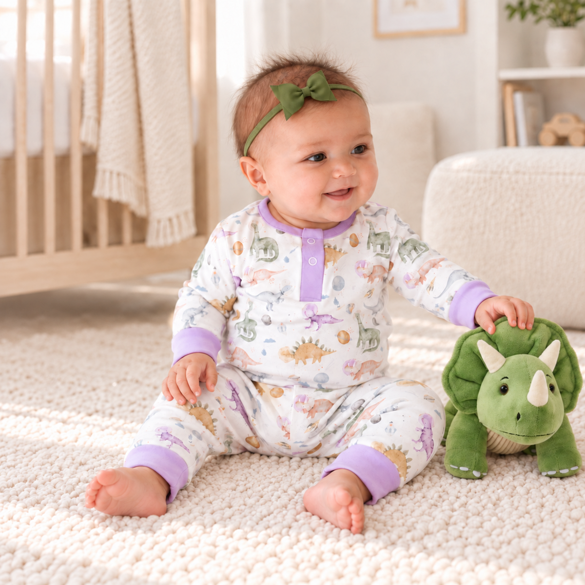 Cosmic Dinos Pant Set - Wisteria