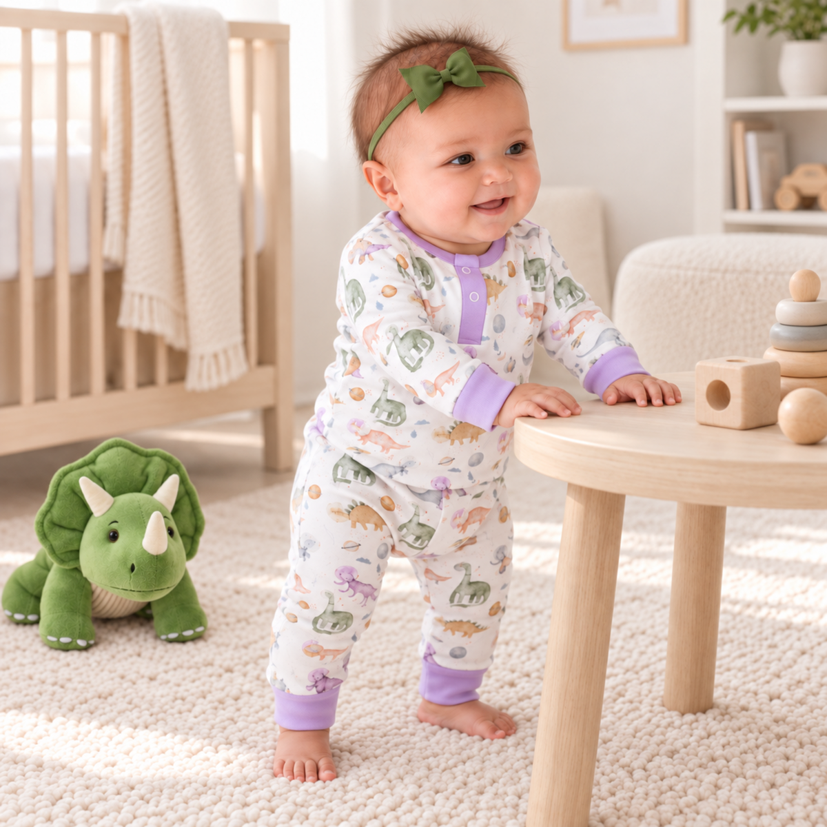 Cosmic Dinos Pant Set - Wisteria