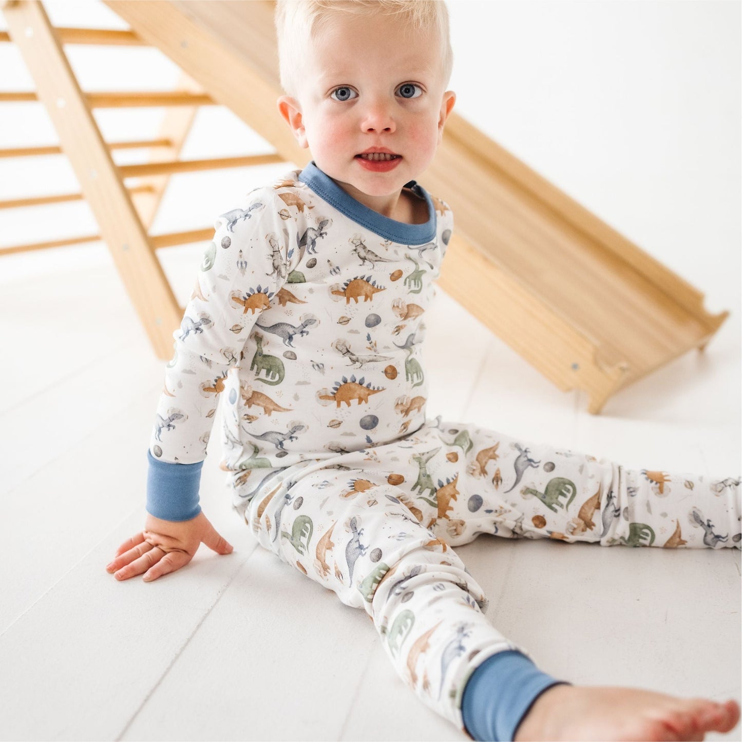 Cosmic Dinos Long Pajamas - Cobalt Blue - Magnolia BabyLong Pajamas