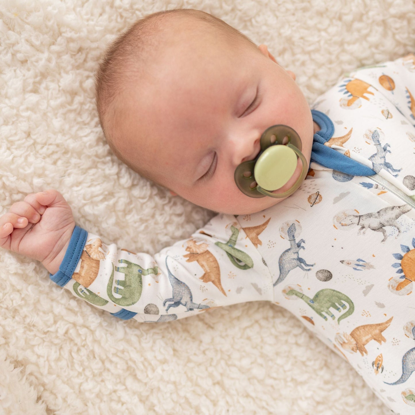 Cosmic Dinos Zip Footie - Cobalt Blue - Magnolia BabyFootie