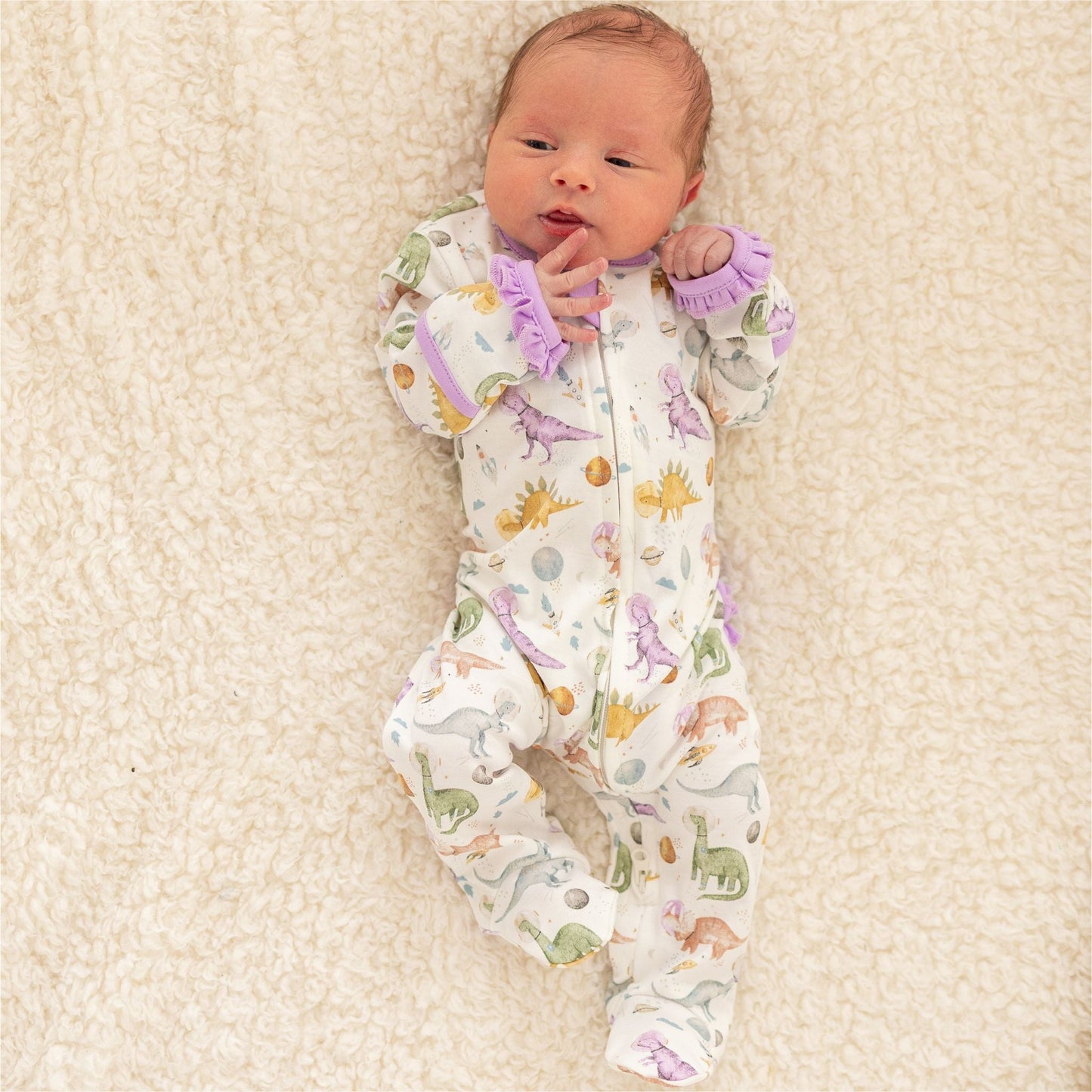 Cosmic Dinos Zip Footie - Wisteria - Magnolia BabyFootie