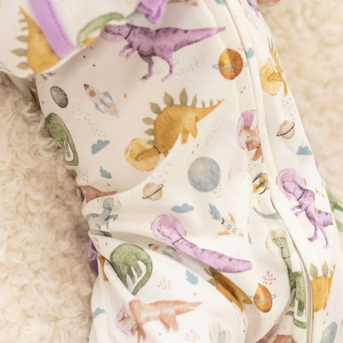 Cosmic Dinos Zip Footie - Wisteria - Magnolia BabyFootie