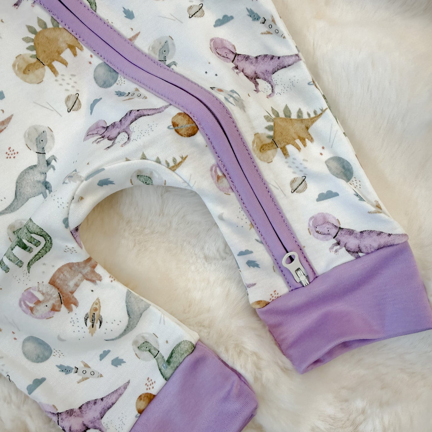 Cosmic Dinos Zip Playsuit - Wisteria - Magnolia BabyPlaysuit
