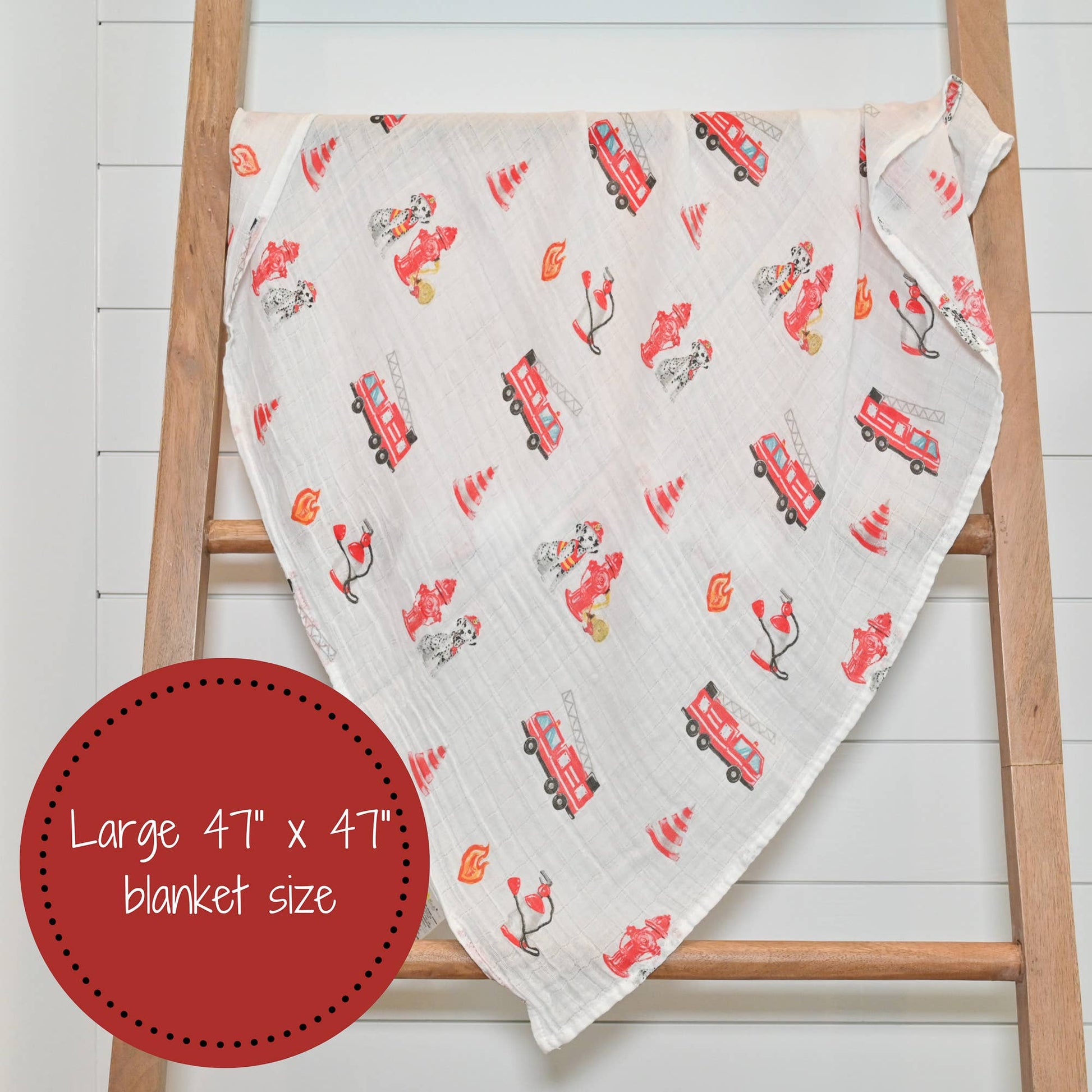 Cotton Muslin Baby Swaddle Blanket - Firehouse Fido - Magnolia BabySwaddle Blanket