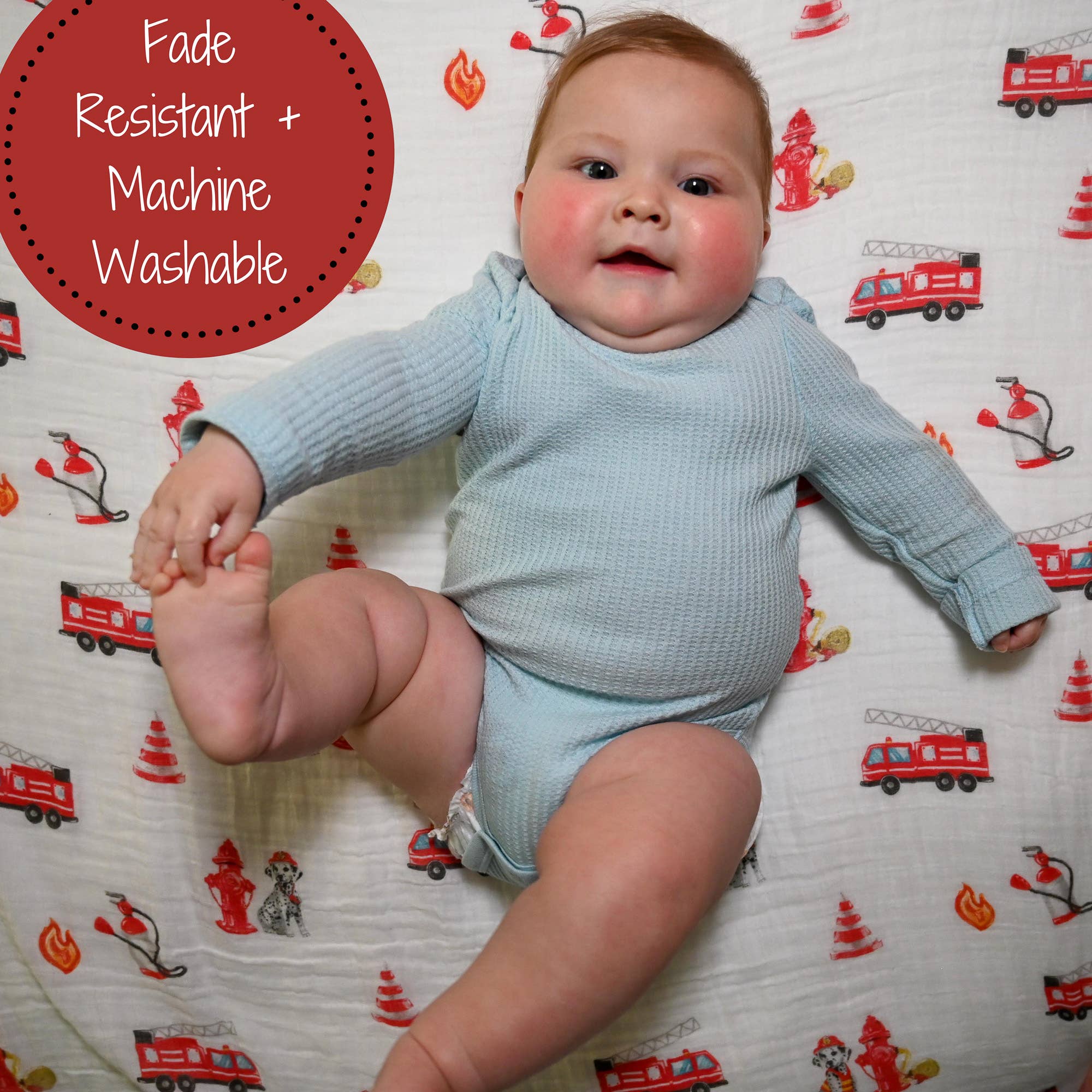 Cotton Muslin Baby Swaddle Blanket - Firehouse Fido - Magnolia BabySwaddle Blanket
