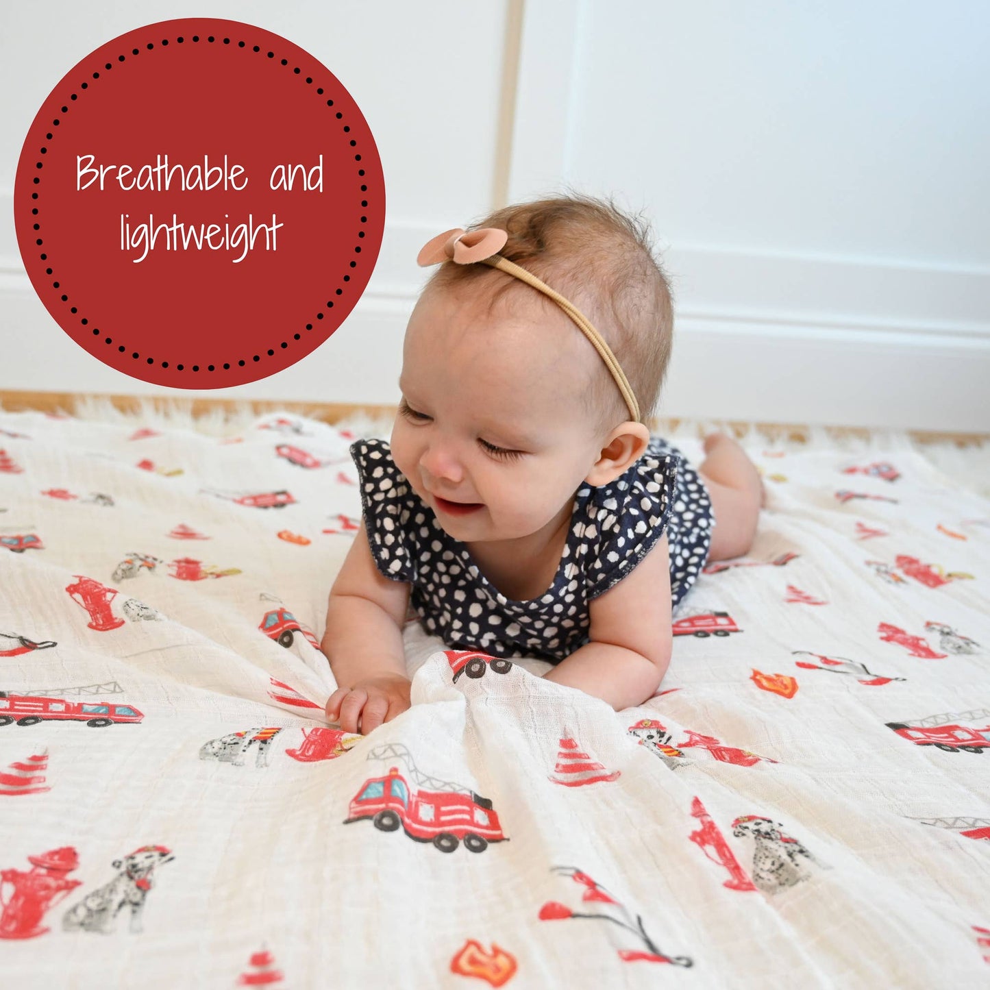 Cotton Muslin Baby Swaddle Blanket - Firehouse Fido - Magnolia BabySwaddle Blanket