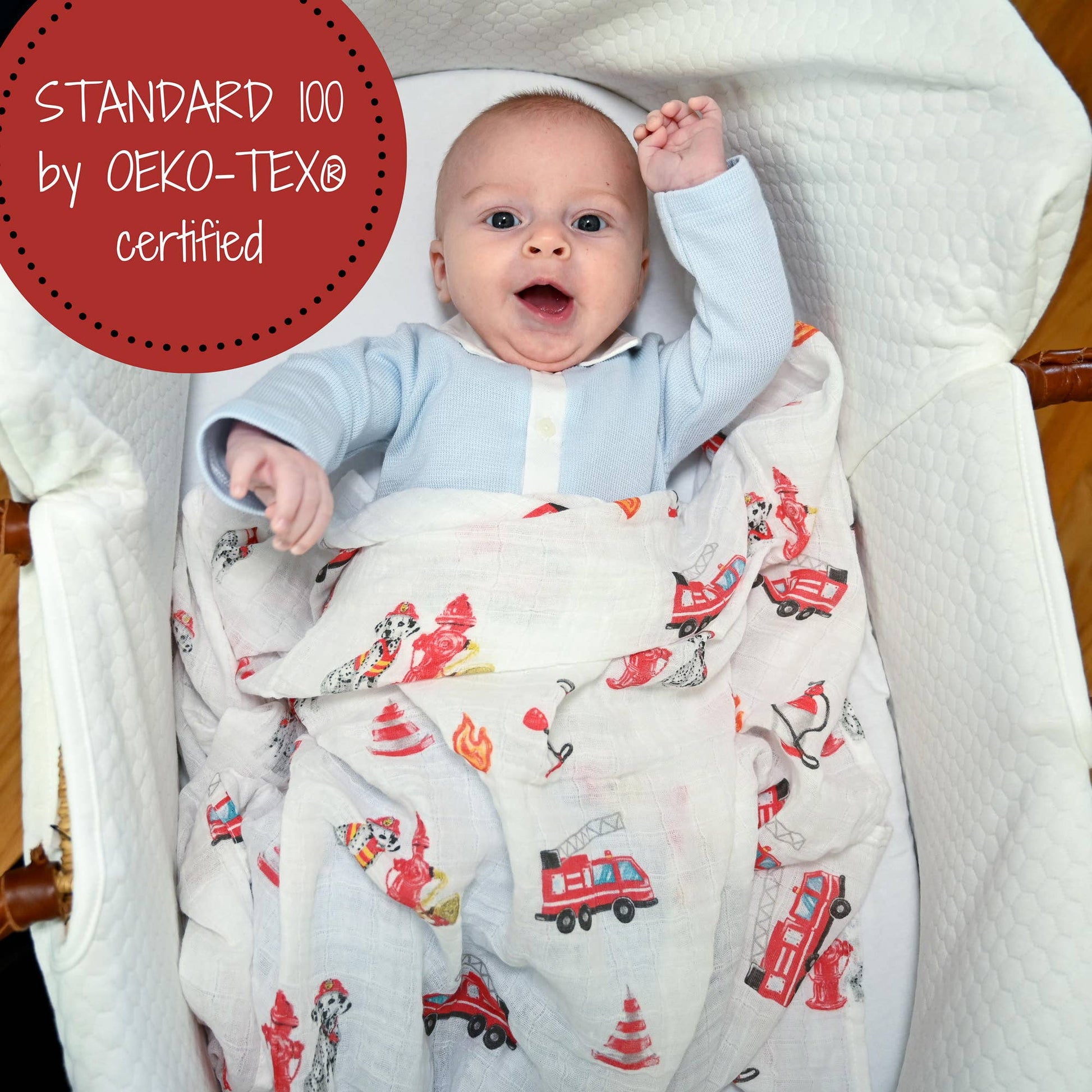 Cotton Muslin Baby Swaddle Blanket - Firehouse Fido - Magnolia BabySwaddle Blanket