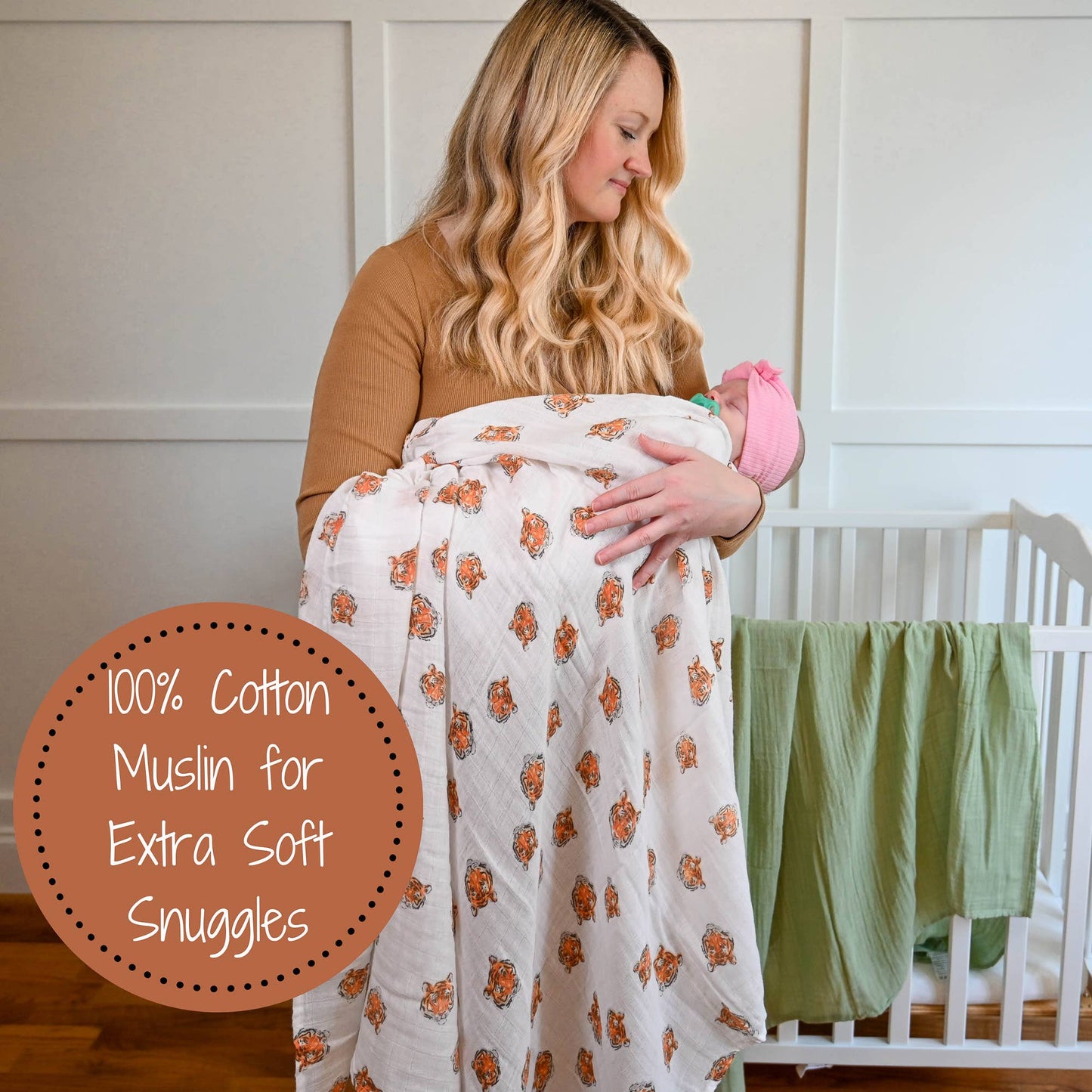 Cotton Muslin Baby Swaddle Blanket - Tigers - Magnolia BabySwaddle Blanket