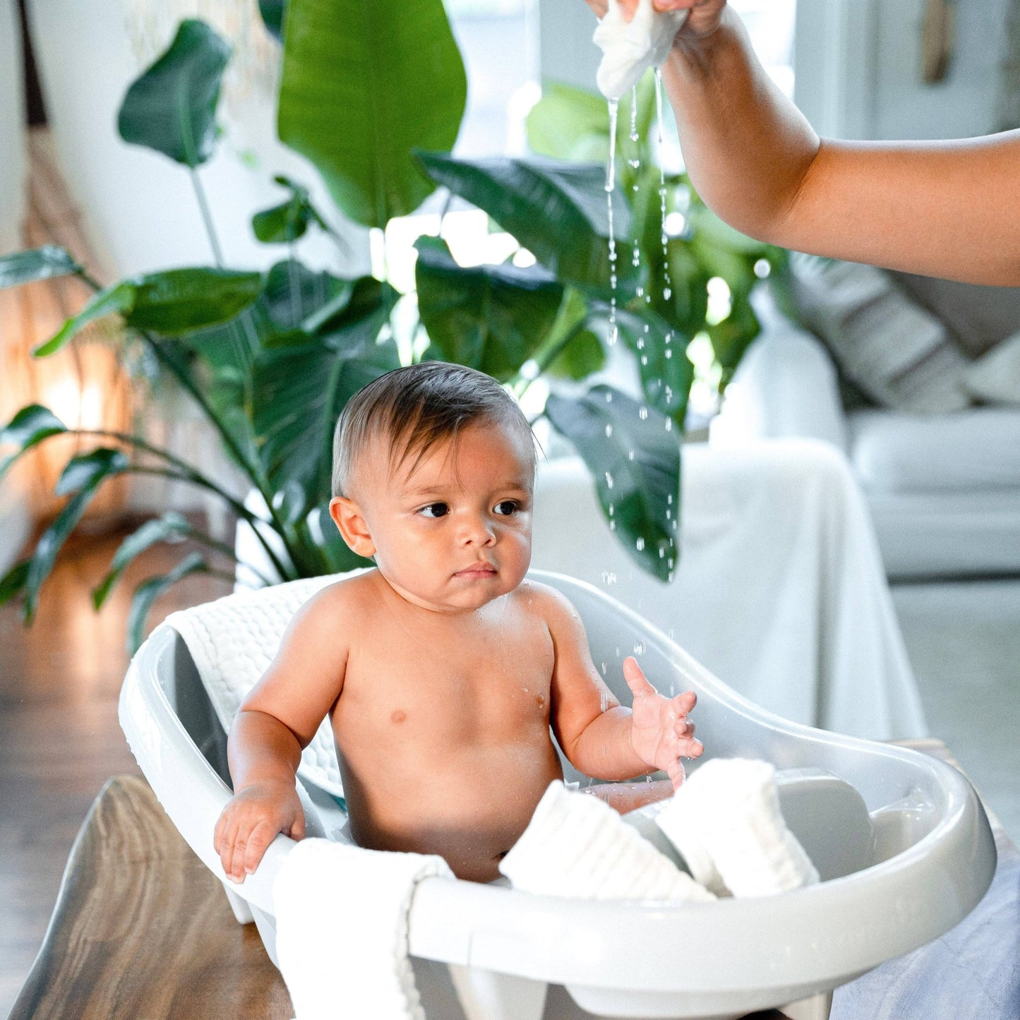Cotton Muslin Baby Washcloths - White - Pack of 10 - Magnolia BabyBath Accessory
