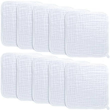  Cotton Muslin Baby Washcloths - White - Pack of 10 - Magnolia BabyBath Accessory