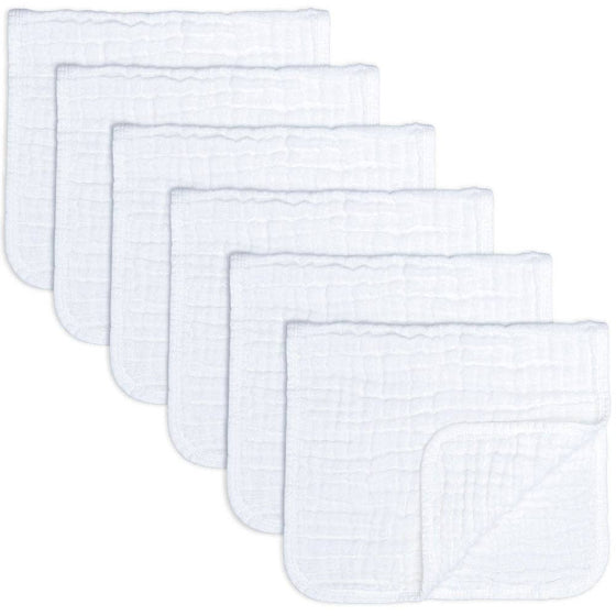 Cotton Muslin Burp Cloths White Pack of 6 - Magnolia BabyBurp Cloth