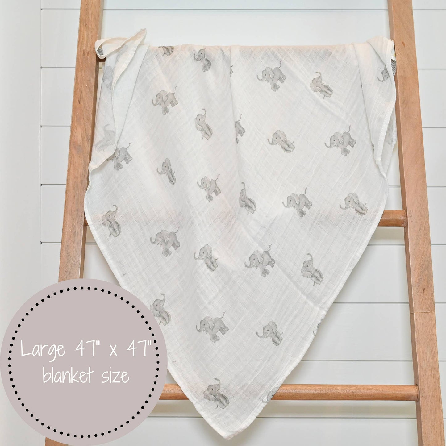 Cotton Muslin Swaddle Blanket - Baby Elephants - Magnolia BabySwaddle Blanket