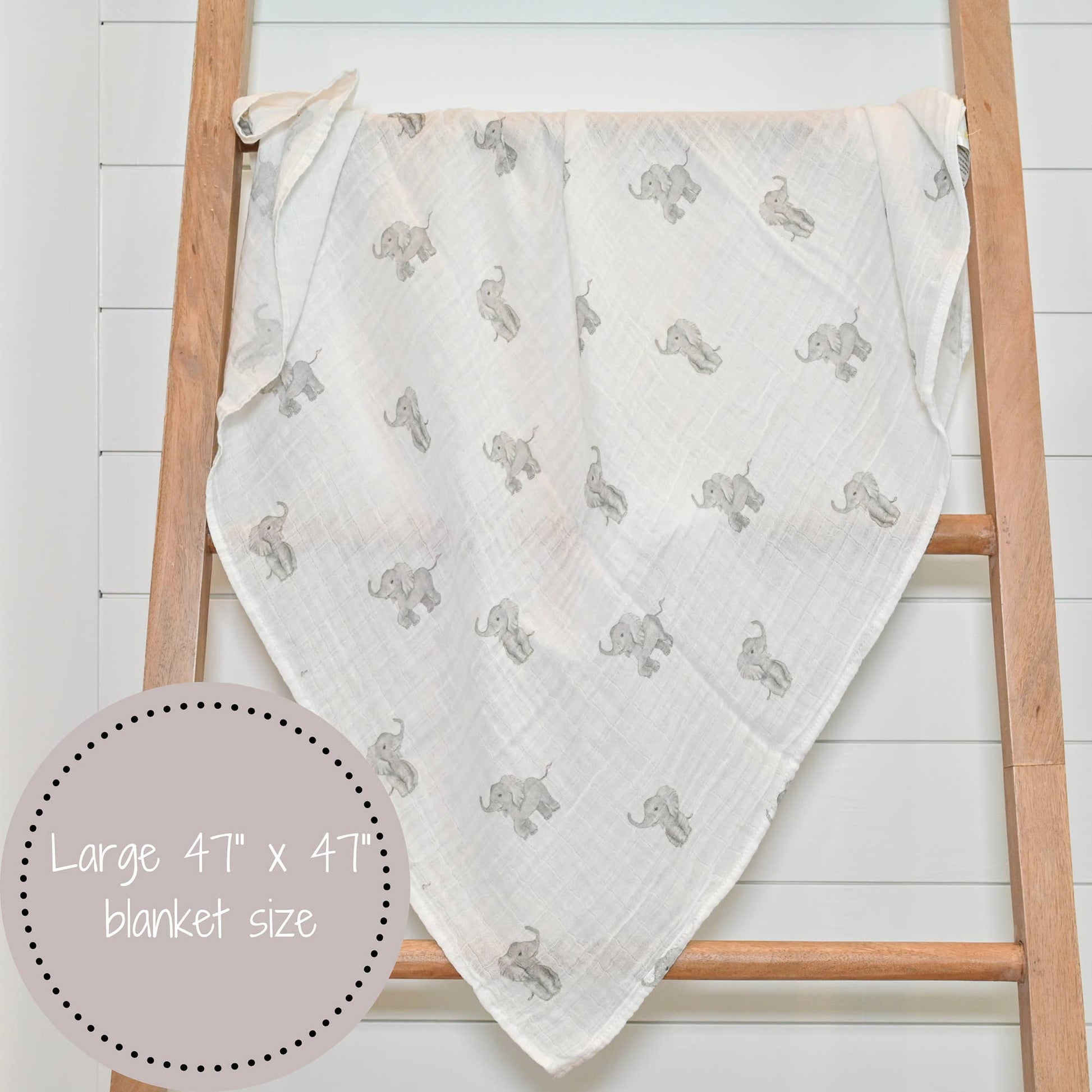 Cotton Muslin Swaddle Blanket - Baby Elephants - Magnolia BabySwaddle Blanket
