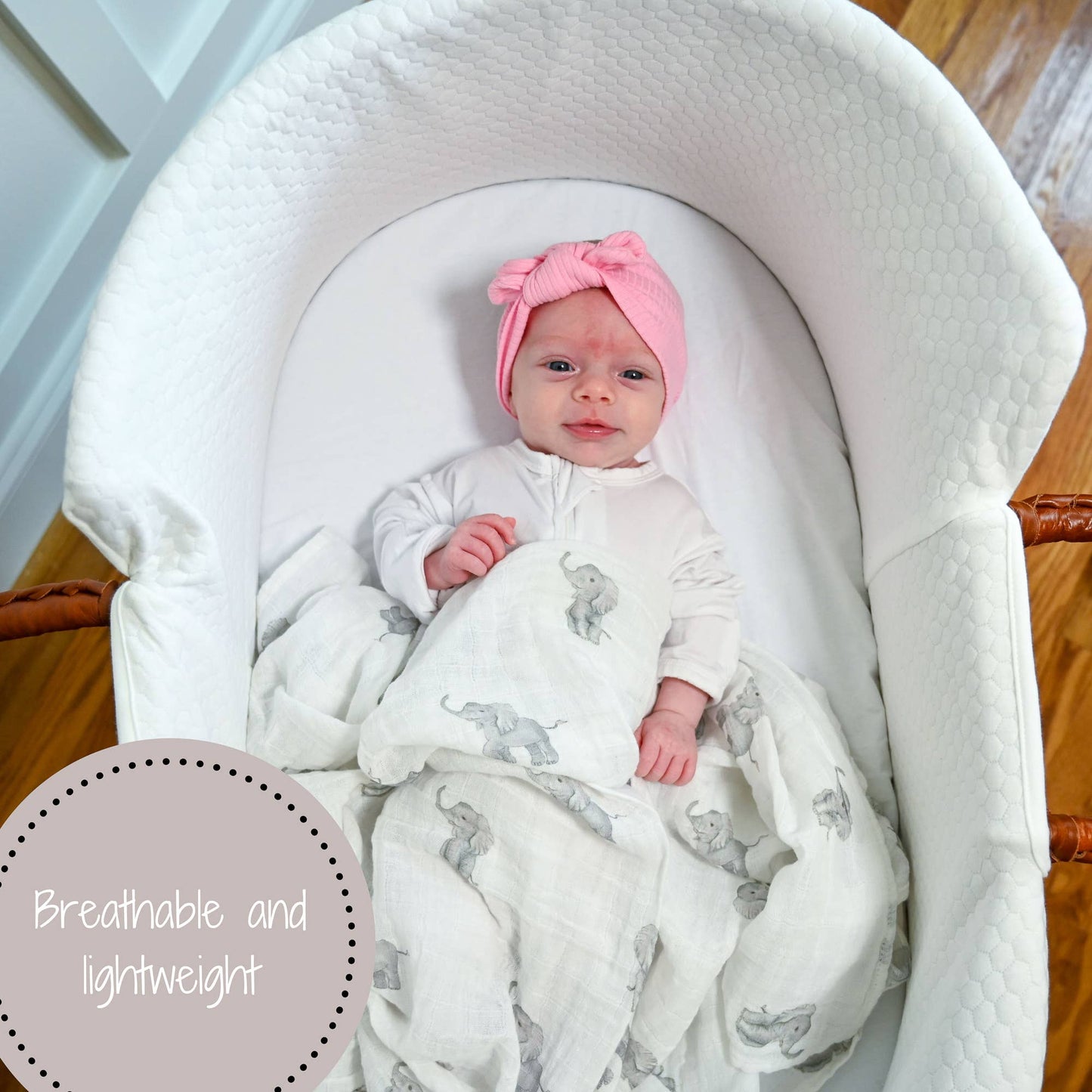 Cotton Muslin Swaddle Blanket - Baby Elephants - Magnolia BabySwaddle Blanket