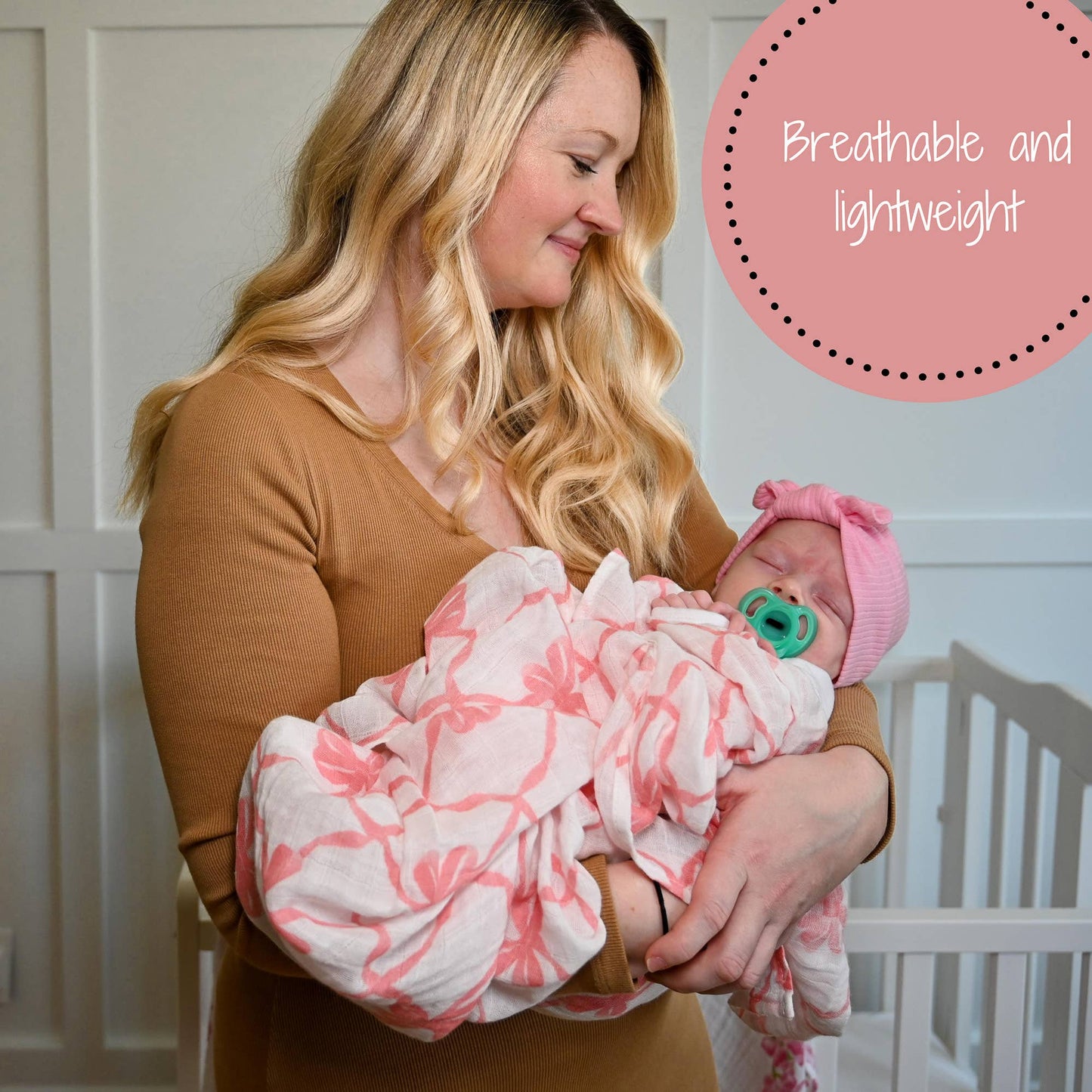 LollyBanks_Cotton Muslin Swaddle Blanket - Beautiful Bows_4