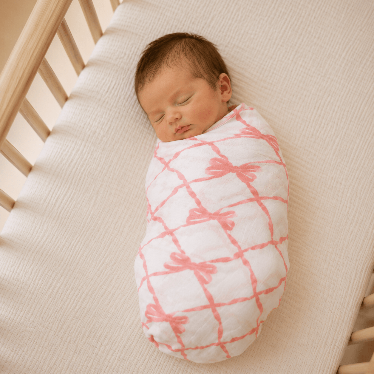 LollyBanks_Cotton Muslin Swaddle Blanket - Beautiful Bows_1