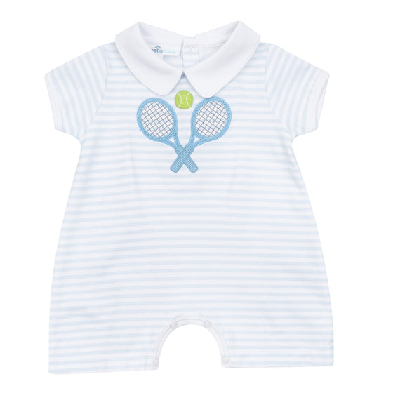 Courtside Cuties Applique Collared Short Playsuit - Light Blue - Magnolia BabyShort Playsuit