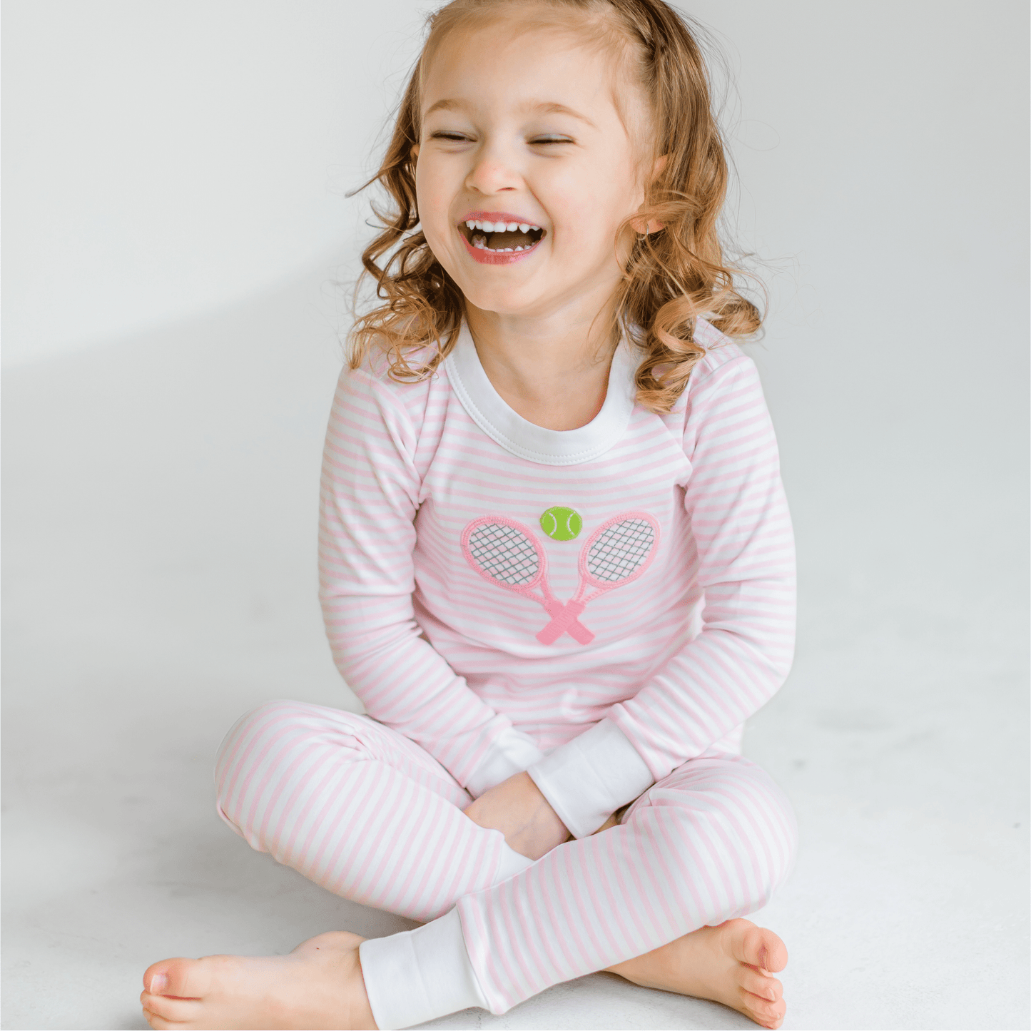 Courtside Cuties Applique Long Pajamas - Pink - Magnolia BabyLong Pajamas