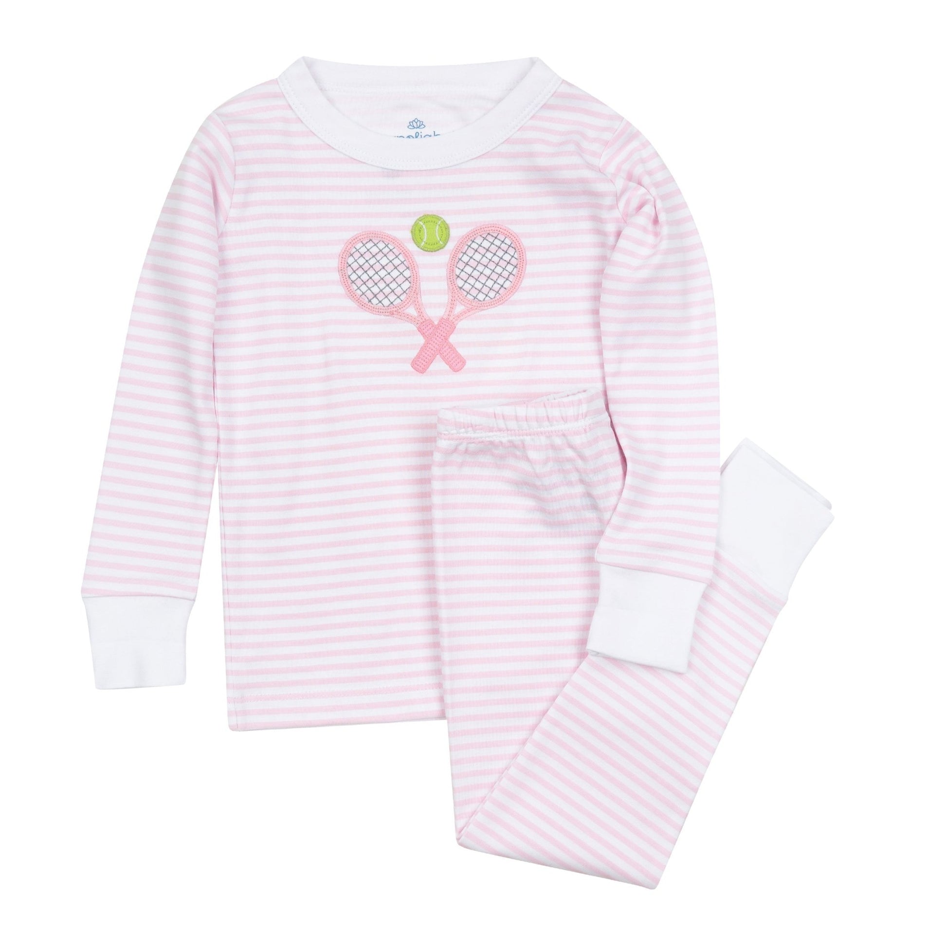 Courtside Cuties Applique Long Pajamas - Pink - Magnolia BabyLong Pajamas