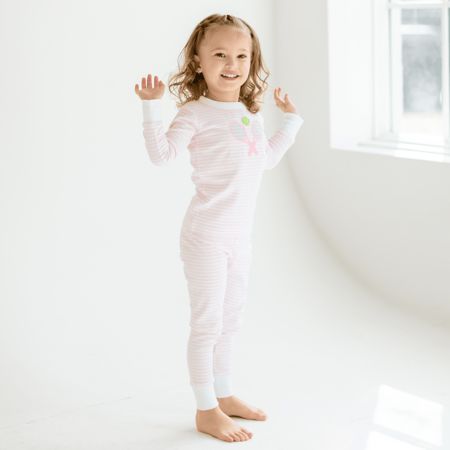 Courtside Cuties Applique Long Pajamas - Pink - Magnolia BabyLong Pajamas