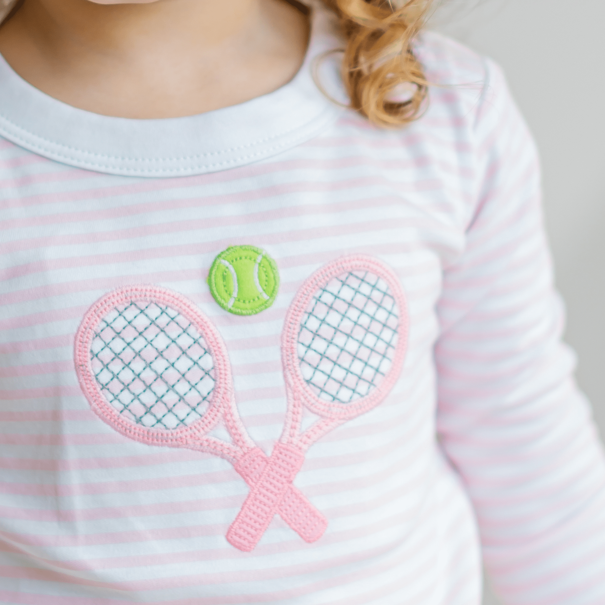 Courtside Cuties Applique Long Pajamas - Pink - Magnolia BabyLong Pajamas