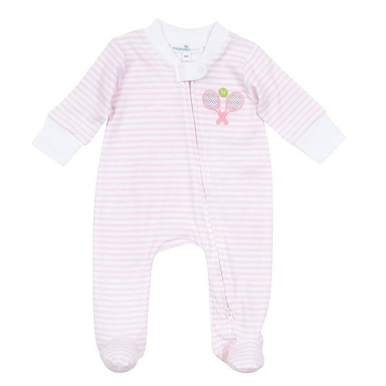 Courtside Cuties Applique Zip Footie - Pink - Magnolia BabyFootie
