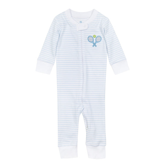 Courtside Cuties Applique Zip Pajamas - Light Blue - Magnolia BabyZipper Pajamas