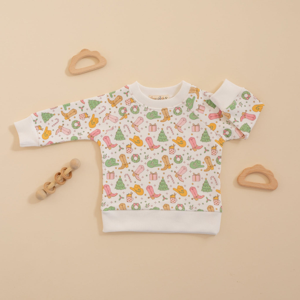 Luna and Arlo_Cowboy Christmas Print Pullover Sweatshirt - Dusty Rose_4