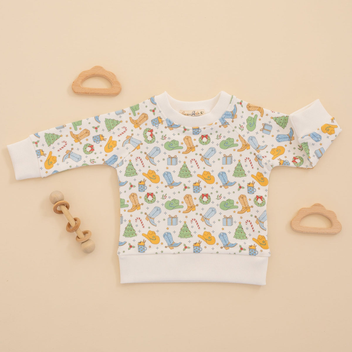 Luna and Arlo_Cowboy Christmas Print Pullover Sweatshirt - Sky_5