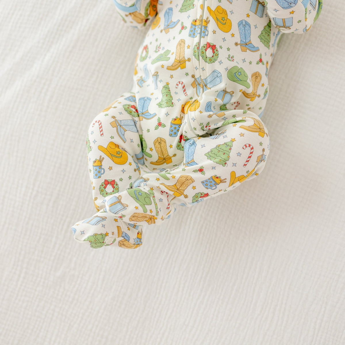 Luna and Arlo_Cowboy Christmas Zip Footie - Sky_6