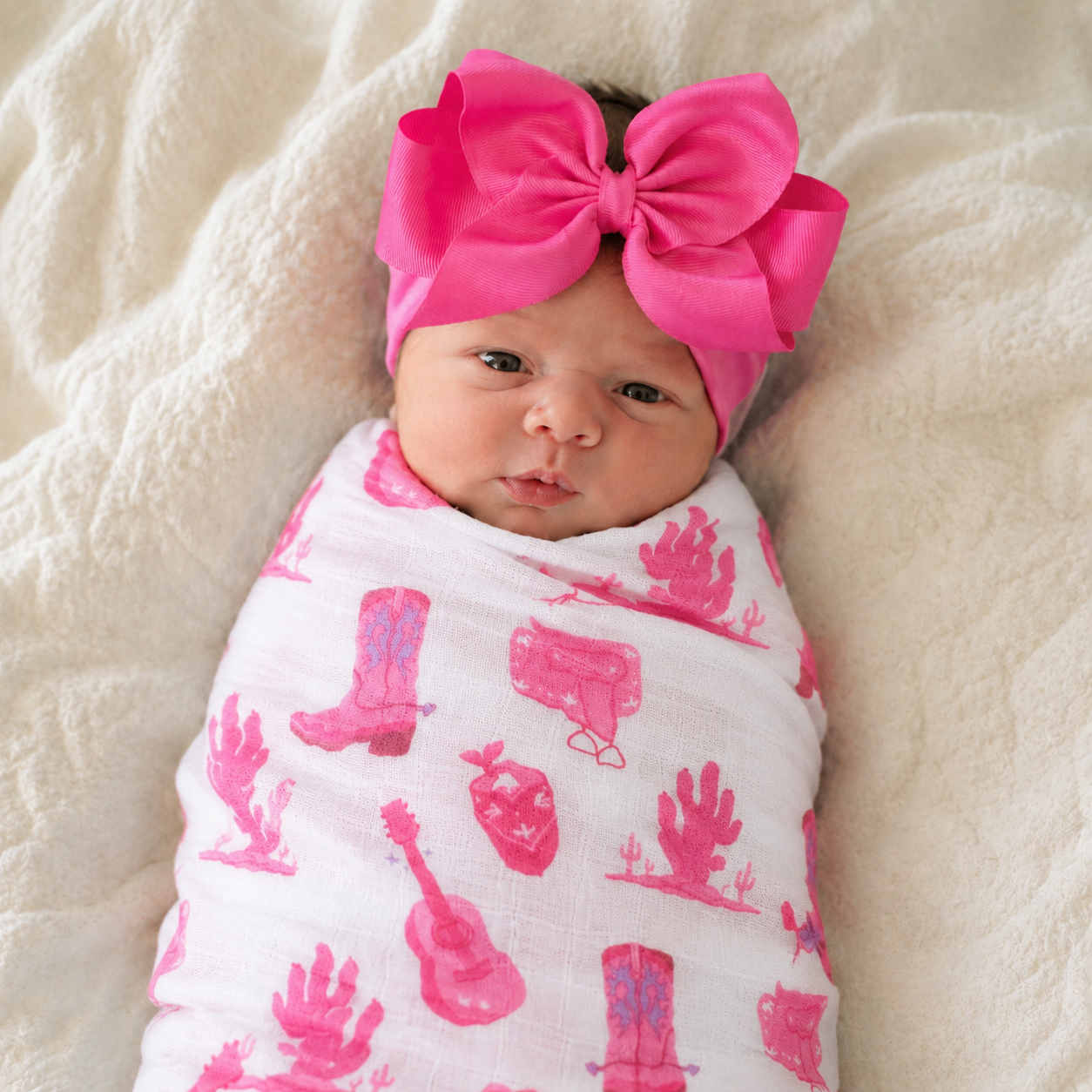 Baby Girl Cowgirl Swaddle Gift Set - Let's Go Girls