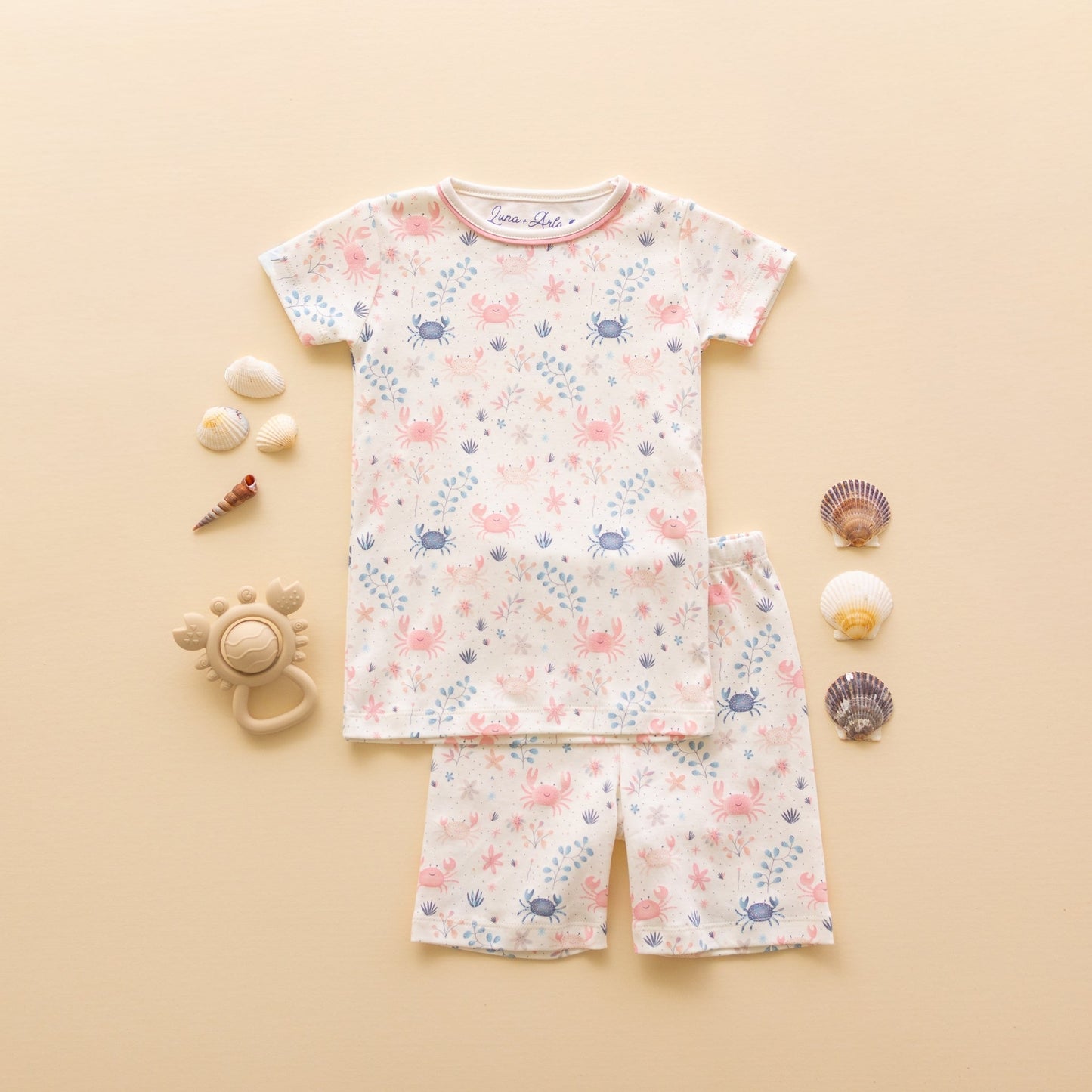 Crabby Cove Short Pajamas - Dusty Rose - Magnolia BabyShort Pajamas