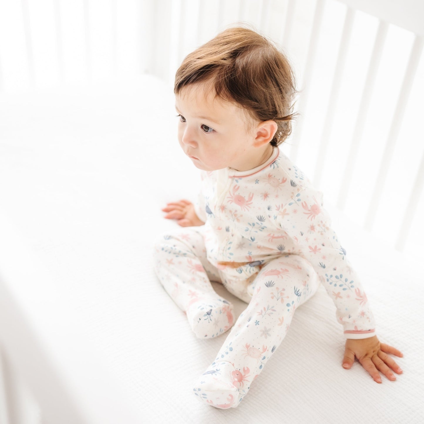 Crabby Cove Zip Footie - Dusty Rose - Magnolia BabyFootie