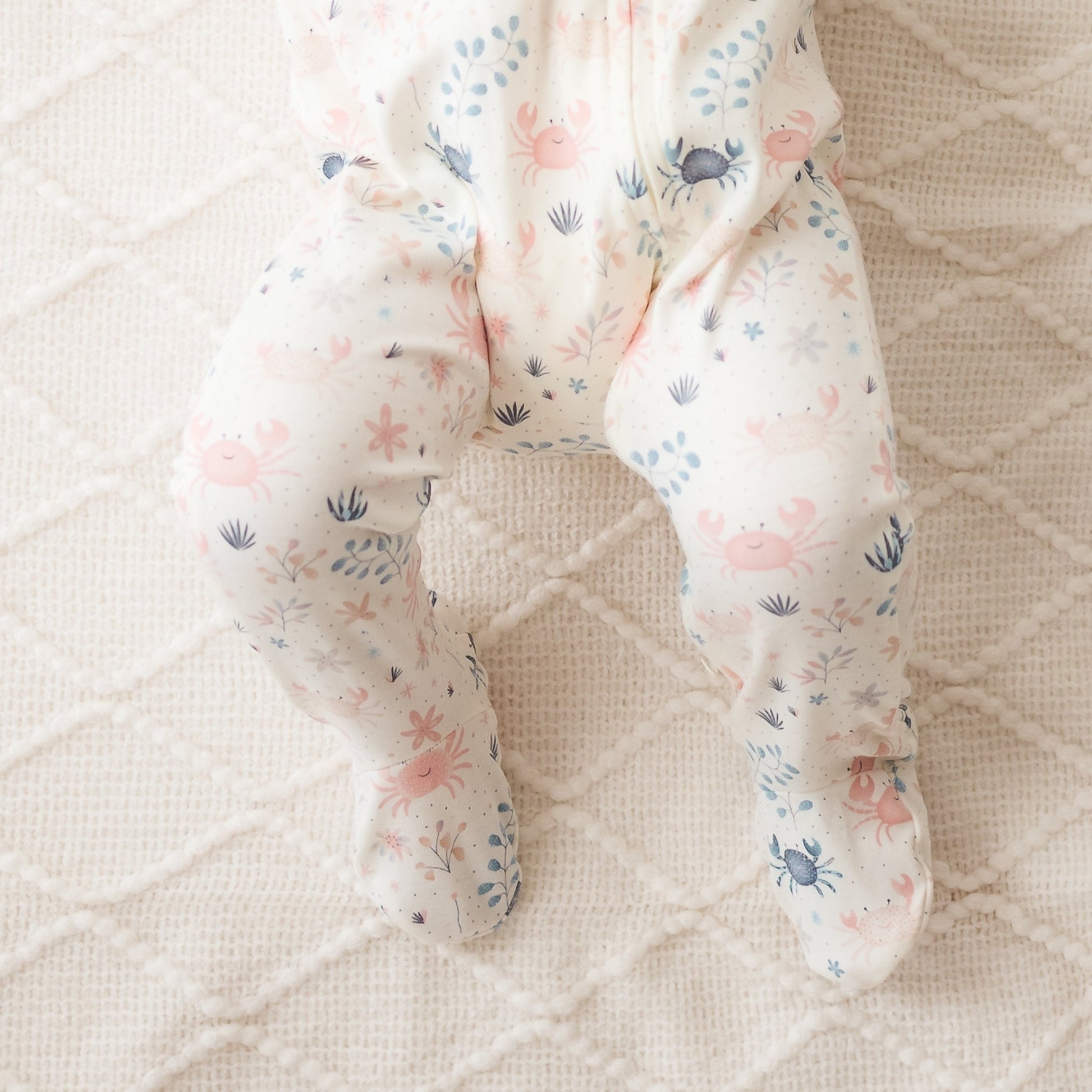 Crabby Cove Zip Footie - Dusty Rose - Magnolia BabyFootie