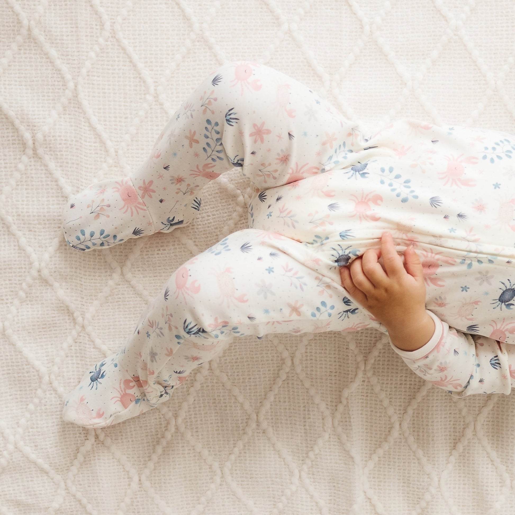 Crabby Cove Zip Footie - Dusty Rose - Magnolia BabyFootie