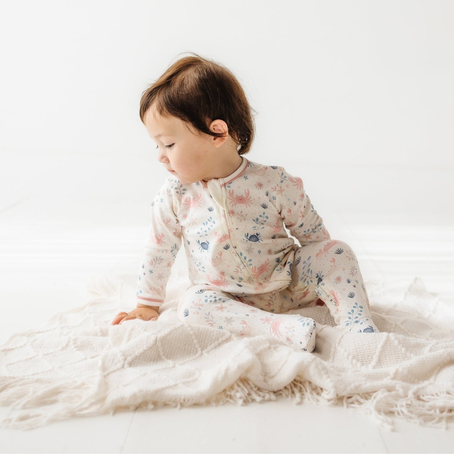 Crabby Cove Zip Footie - Dusty Rose - Magnolia BabyFootie