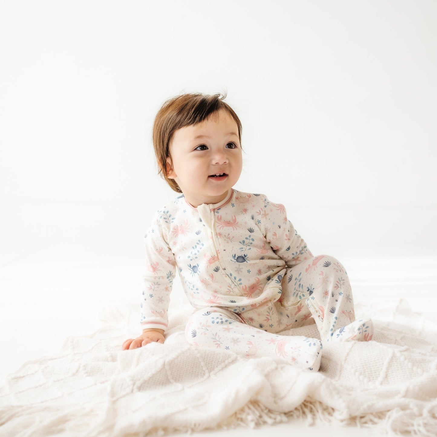 Crabby Cove Zip Footie - Dusty Rose - Magnolia BabyFootie